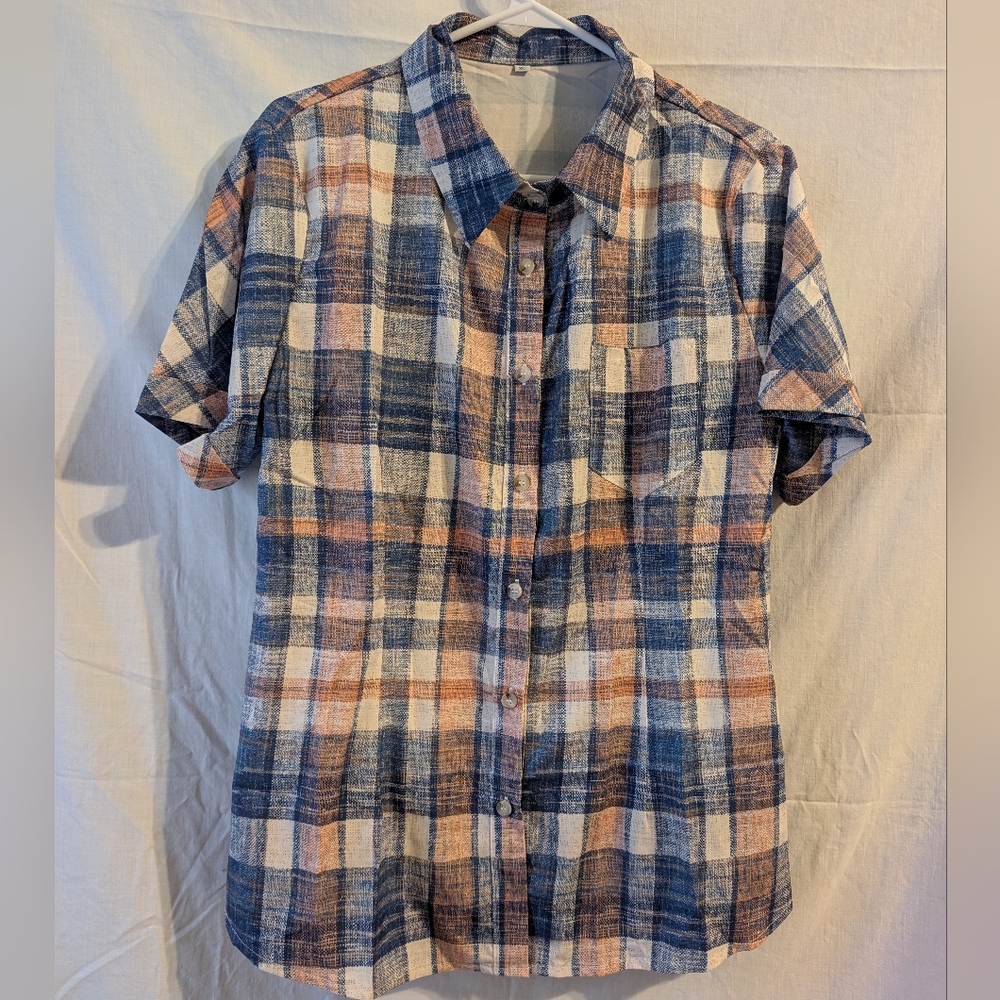 🚨 $10 w/Bundle 2+Items 🔥NEW Plaid Button Front Blouse Top SIZE XL